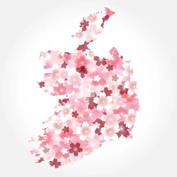 Ireland　Map Country Cherry — Stock Vector